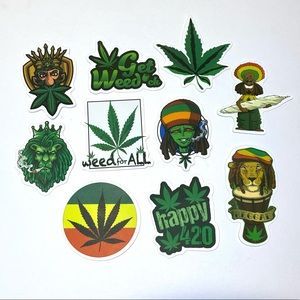 2/$10 Sticker Set Rasta Reggae Lion King Alien 420 Green Flask Cooler Phone